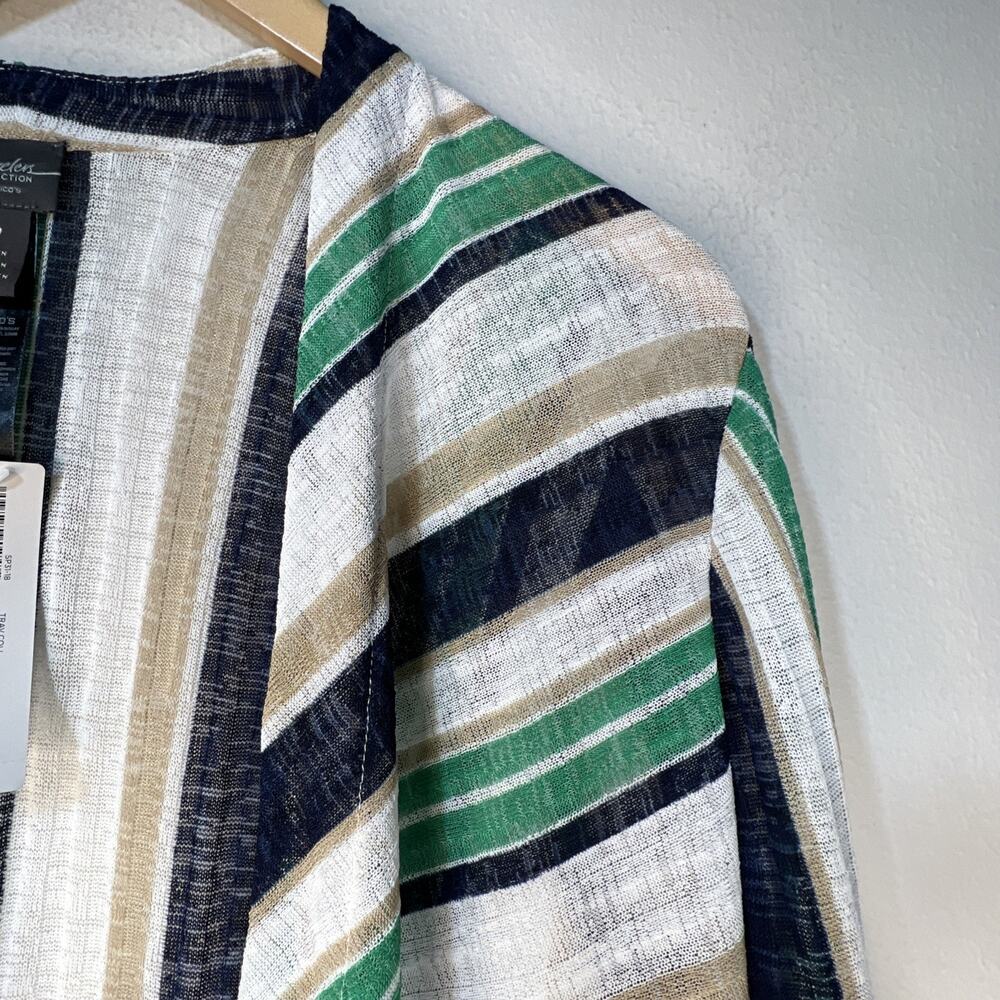 Chico's 2 chicos large Travelers Jacket Striped Cardigan Sweater Green NWT - Picture 5 of 11
